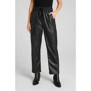 WithBlack Women's Faux Leather Cargo Pant Straight‎ Leg Size Medium (30" inseam)